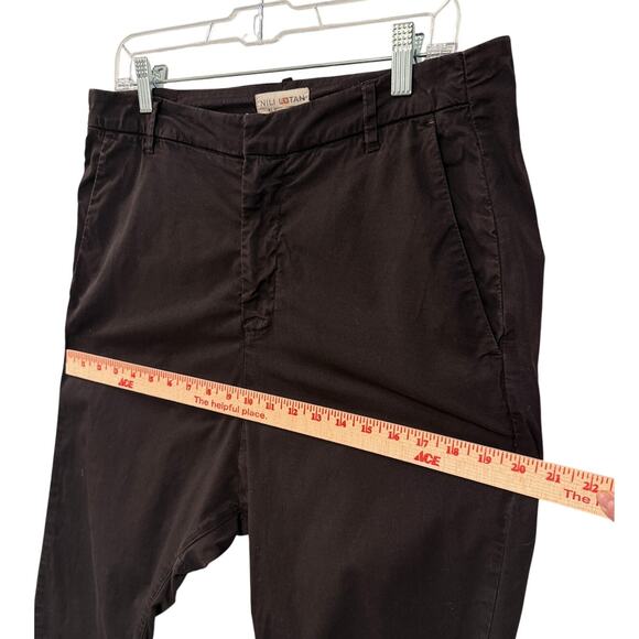 Nili Lotan 8 Slouchy Paris Pants Cotton Drop Crotch Cropped Chic Washed Black - Picture 7 of 9